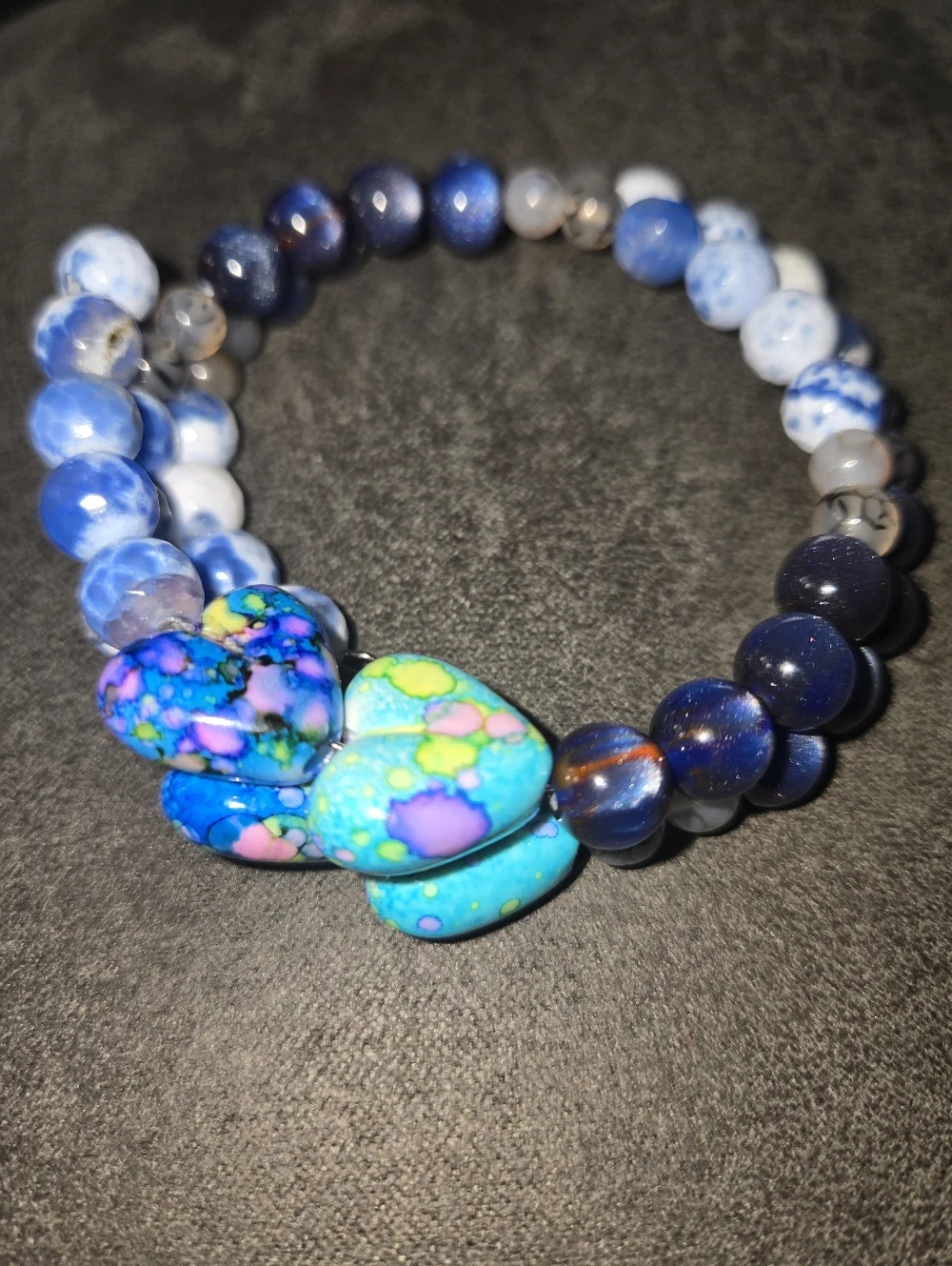 Boho Natural Gemstone Wrap Bracelet | Multicolor Stone Handmade 277 - Picture 5 of 6